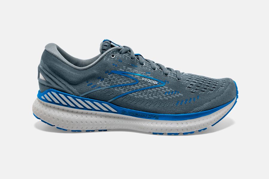 Mens Brooks Glycerin GTS 19 Road Shoes Quarry/Grey/Dark Blue | 350476-SVJ